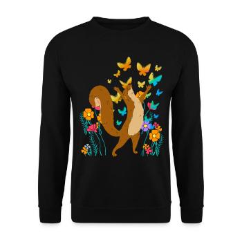 Schmetterlinge Insekten Eichhörnchen Eichhorn Kind - Unisex Pullover - Schwarz - Vorne - Alina (178cm) & Michal (187cm)