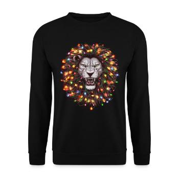 Lion Ugly Christmas Christmas Xmas Santa - Unisex Sweatshirt - black - Front - Alina (178cm) & Michal (187cm)