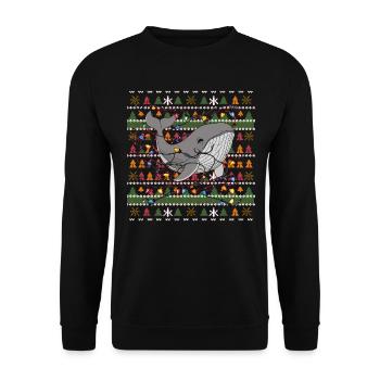 baleine moche Noël Noël Père Noël - Sweat-shirt Unisexe - noir - Devant - Alina (178cm) & Michal (187cm)