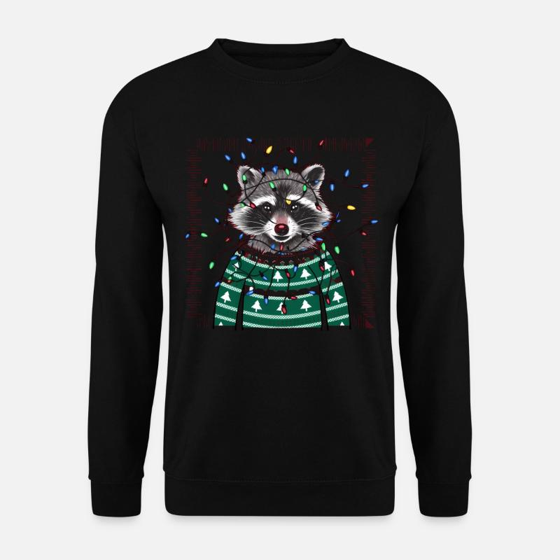 Waschbär Ugly Christmas Weihnachten Xmas Santa - Unisex Pullover - Schwarz