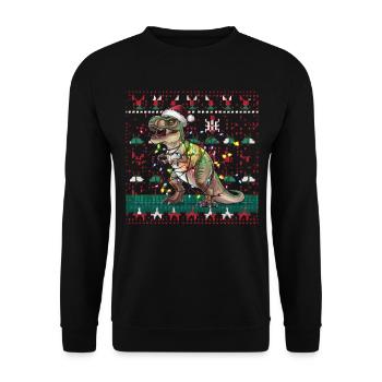 Dinosaure Moche Noël Noël Père Noël - Sweat-shirt Unisexe - noir - Devant - Alina (178cm) & Michal (187cm)