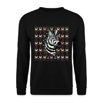 Zebra Ugly Christmas Weihnachten Xmas Santa Claus - Unisex Pullover - Schwarz - Vorne - Alina (178cm) & Michal (187cm)