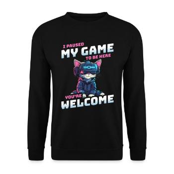 I just paused my game to be here - Cat VR Glasses - Unisex Sweatshirt - black - Front - Alina (178cm) & Michal (187cm)