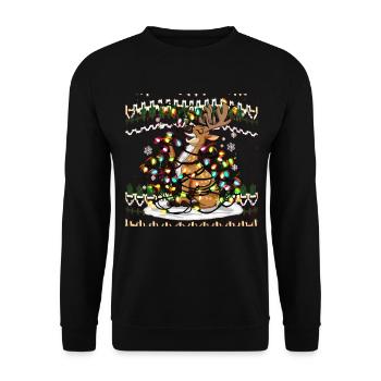 Reindeer Ugly Christmas Christmas Xmas Santa - Unisex Sweatshirt - black - Front - Alina (178cm) & Michal (187cm)