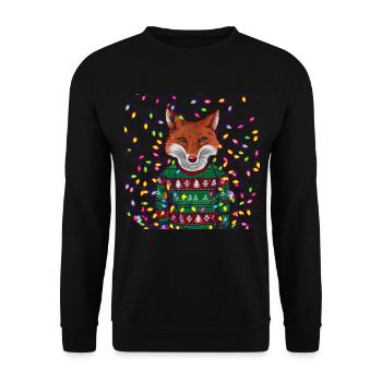 Fox Ugly Christmas Christmas Xmas Santa Claus - Unisex Sweatshirt - black - Front - Alina (178cm) & Michal (187cm)