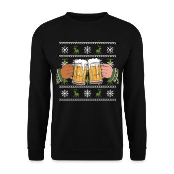 bière moche Noël Noël Père Noël - Sweat-shirt Unisexe - noir - Devant - Alina (178cm) & Michal (187cm)