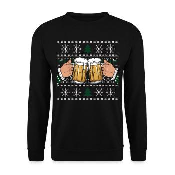 bière moche Noël Noël Père Noël - Sweat-shirt Unisexe - noir - Devant - Alina (178cm) & Michal (187cm)