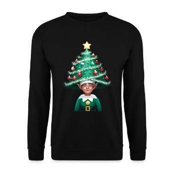 Elf Ugly Christmas Weihnachten Xmas Santa Claus - Unisex Sweatshirt - black - Front - Alina (178cm) & Michal (187cm)