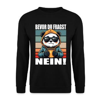 Before You Ask No Funny Saying Panda - Unisex Sweatshirt - black - Front - Alina (178cm) & Michal (187cm)