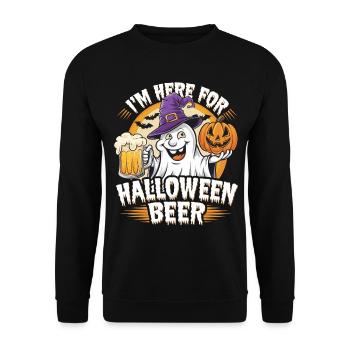 Lustiger Geist I'm here for Halloween Beer - Unisex Sweatshirt - black - Front - Alina (178cm) & Michal (187cm)