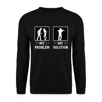 Fiddle Player My Problem My Solution Pictogram Dad - Unisex Pullover - Schwarz - Vorne - Alina (178cm) & Michal (187cm)