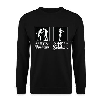 Fiddle Player My Problem My Solution Pictogram Mom - Unisex Pullover - Schwarz - Vorne - Alina (178cm) & Michal (187cm)