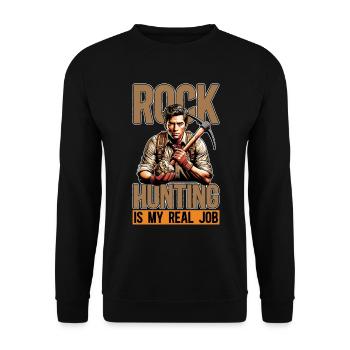 La chasse aux rochers est mon vrai métier de géologue - Sweat-shirt Unisexe - noir - Devant - Alina (178cm) & Michal (187cm)