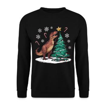 Dinosaur Ugly Christmas Christmas Xmas Trex - Unisex Sweatshirt - black - Front - Alina (178cm) & Michal (187cm)