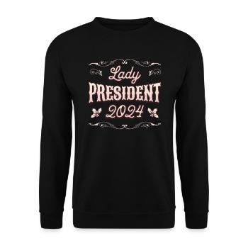 Lady President 2024: Kamala Harris for President - Unisex Pullover - Schwarz - Vorne - Alina (178cm) & Michal (187cm)