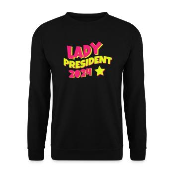 Lady President 2024: Kamala for President 2024 - Unisex Pullover - Schwarz - Vorne - Alina (178cm) & Michal (187cm)