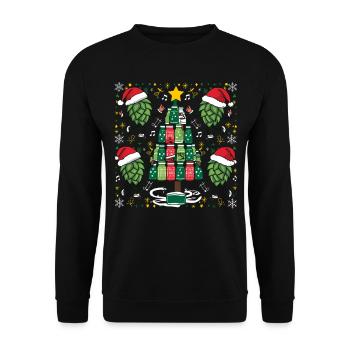 Bier Weihnachten Ugly Christmas Xmas Saufen Trinke - Unisex Pullover - Schwarz - Vorne - Alina (178cm) & Michal (187cm)