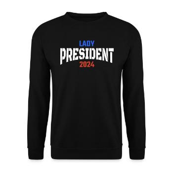 Lady President 2024: Back Kamala Harris 2024 - Unisex Pullover - Schwarz - Vorne - Alina (178cm) & Michal (187cm)