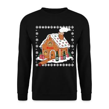 Bier Weihnachten Ugly Christmas Xmas Saufen Trinke - Unisex Pullover - Schwarz - Vorne - Alina (178cm) & Michal (187cm)