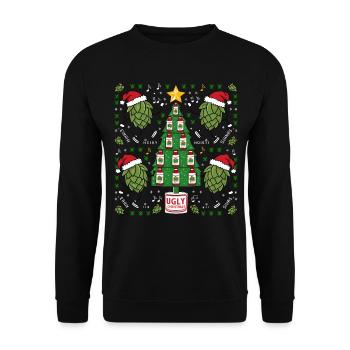 Bier Weihnachten Ugly Christmas Xmas Saufen Trinke - Unisex Pullover - Schwarz - Vorne - Alina (178cm) & Michal (187cm)