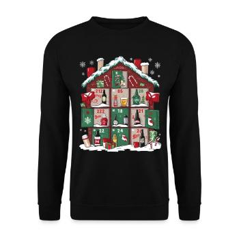 Bier Weihnachten Ugly Christmas Xmas Saufen Trinke - Unisex Pullover - Schwarz - Vorne - Alina (178cm) & Michal (187cm)