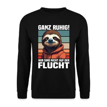 Calm down! We're not on the run sloth - Unisex Sweatshirt - black - Front - Alina (178cm) & Michal (187cm)