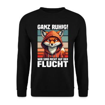 Du calme! Nous ne sommes pas en fuite, renard - Sweat-shirt Unisexe - noir - Devant - Alina (178cm) & Michal (187cm)