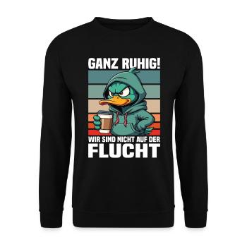 Calm down! We're not on the run duck - Unisex Sweatshirt - black - Front - Alina (178cm) & Michal (187cm)