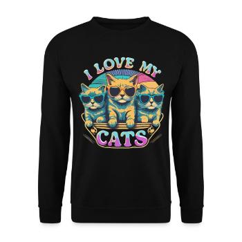 I Love My Cats Cats With Sunglasses - Unisex Sweatshirt - black - Front - Alina (178cm) & Michal (187cm)