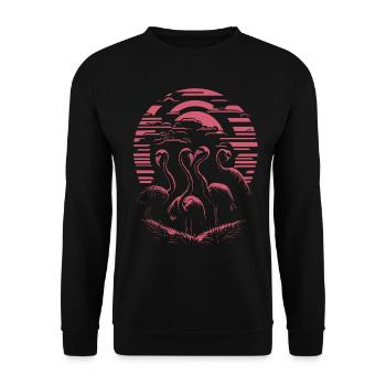 Coucher de soleil élégant sur les flamants roses - Sweat-shirt Unisexe - noir - Devant - Alina (178cm) & Michal (187cm)