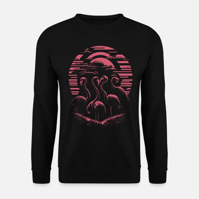 Elegante Flamingos Sonnenuntergang - Unisex Pullover - Schwarz