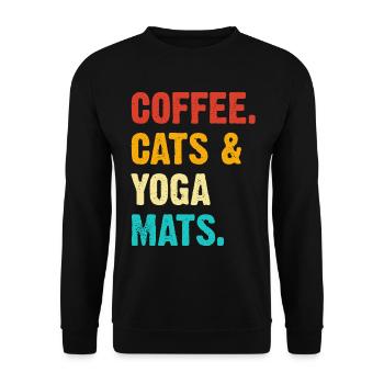 Coffee Cats Yoga Mats - Unisex Pullover - Schwarz - Vorne - Alina (178cm) & Michal (187cm)
