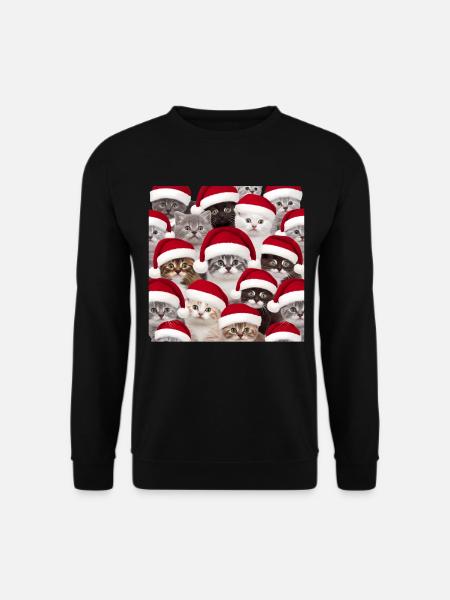 Katze Cat Ugly Christmas Weihnachten Xmas Santa - Unisex Pullover - Schwarz