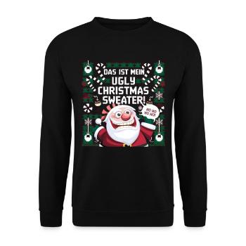 Pull de Noël moche Weihnachten Noël Père Noël - Sweat-shirt Unisexe - noir - Devant - Alina (178cm) & Michal (187cm)