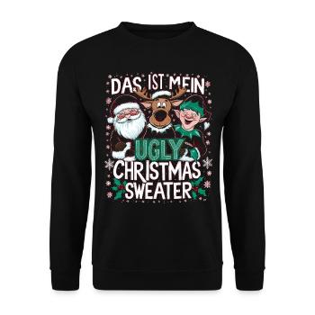 Pull de Noël moche Weihnachten Noël Père Noël - Sweat-shirt Unisexe - noir - Devant - Alina (178cm) & Michal (187cm)