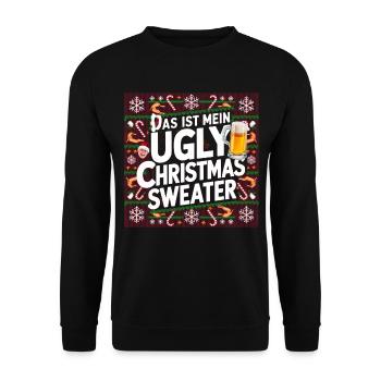 Pull de Noël moche Weihnachten Noël Père Noël - Sweat-shirt Unisexe - noir - Devant - Alina (178cm) & Michal (187cm)