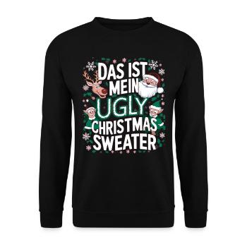 Pull de Noël moche Weihnachten Noël Père Noël - Sweat-shirt Unisexe - noir - Devant - Alina (178cm) & Michal (187cm)