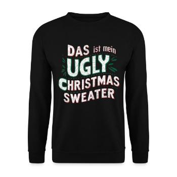 Pull de Noël moche Weihnachten Noël Père Noël - Sweat-shirt Unisexe - noir - Devant - Alina (178cm) & Michal (187cm)