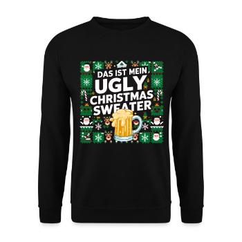 Pull de Noël laid Noël Noël Père Noël Bière - Sweat-shirt Unisexe - noir - Devant - Alina (178cm) & Michal (187cm)