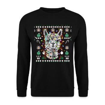 Lama Alpaga Noël laid Noël Noël Père Noël - Sweat-shirt Unisexe - noir - Devant - Alina (178cm) & Michal (187cm)