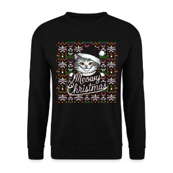 Katze Cat Ugly Christmas Weihnachten Xmas Santa - Unisex Sweatshirt - black - Front - Alina (178cm) & Michal (187cm)