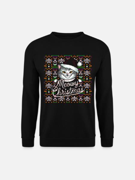 Katze Cat Ugly Christmas Weihnachten Xmas Santa - Unisex Pullover - Schwarz