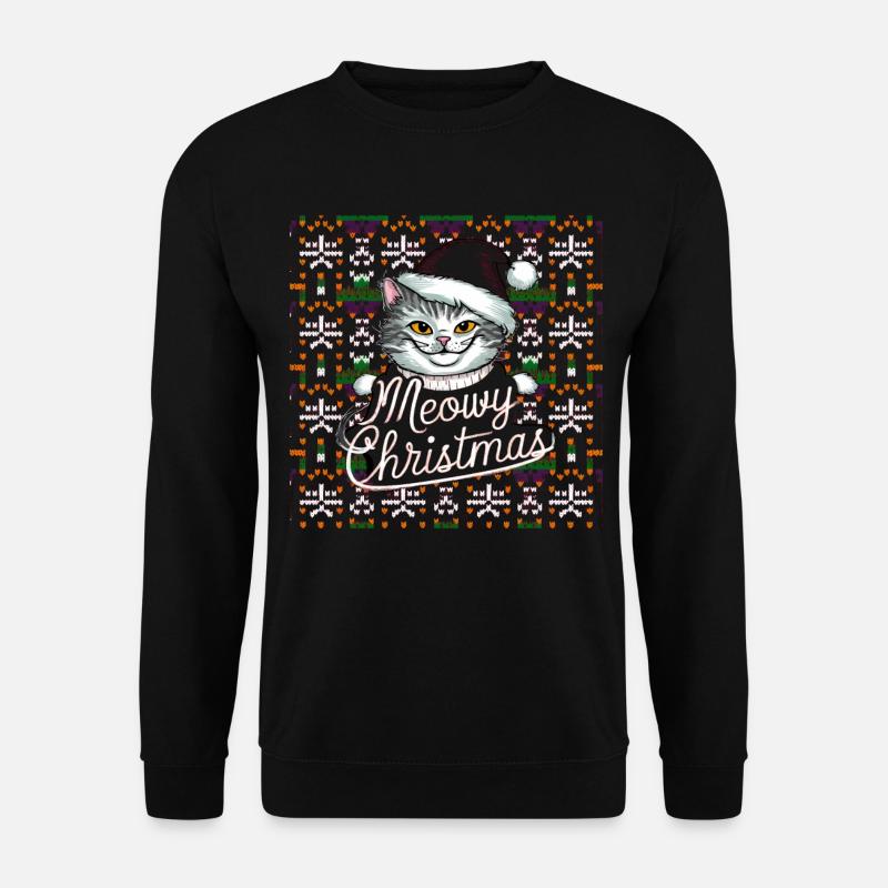 Katze Cat Ugly Christmas Weihnachten Xmas Santa - Unisex Pullover - Schwarz