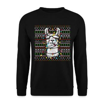 Lama Alpaga Noël laid Noël Noël Père Noël - Sweat-shirt Unisexe - noir - Devant - Alina (178cm) & Michal (187cm)