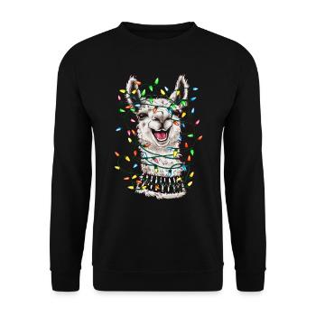 Lama Alpaga Noël laid Noël Noël Père Noël - Sweat-shirt Unisexe - noir - Devant - Alina (178cm) & Michal (187cm)