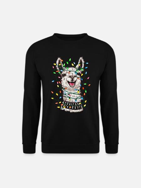 Lama Alpaka Ugly Christmas Weihnachten Xmas Santa - Unisex Pullover - Schwarz