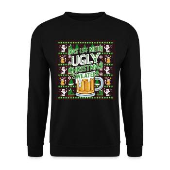 Pull de Noël laid Noël Noël Père Noël Bière - Sweat-shirt Unisexe - noir - Devant - Alina (178cm) & Michal (187cm)