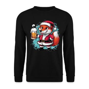 Fuchs fox Ugly Christmas Weihnachten Xmas Bier - Unisex Pullover - Schwarz - Vorne - Alina (178cm) & Michal (187cm)