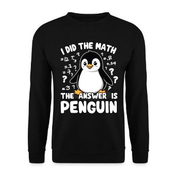 Pinguin, Lustig, Pinguin, Mathe, Mathematik - Unisex Pullover - Schwarz - Vorne - Alina (178cm) & Michal (187cm)