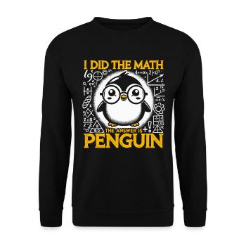 Pinguin, Lustig, Pinguin, Mathe, Mathematik - Unisex Pullover - Schwarz - Vorne - Alina (178cm) & Michal (187cm)